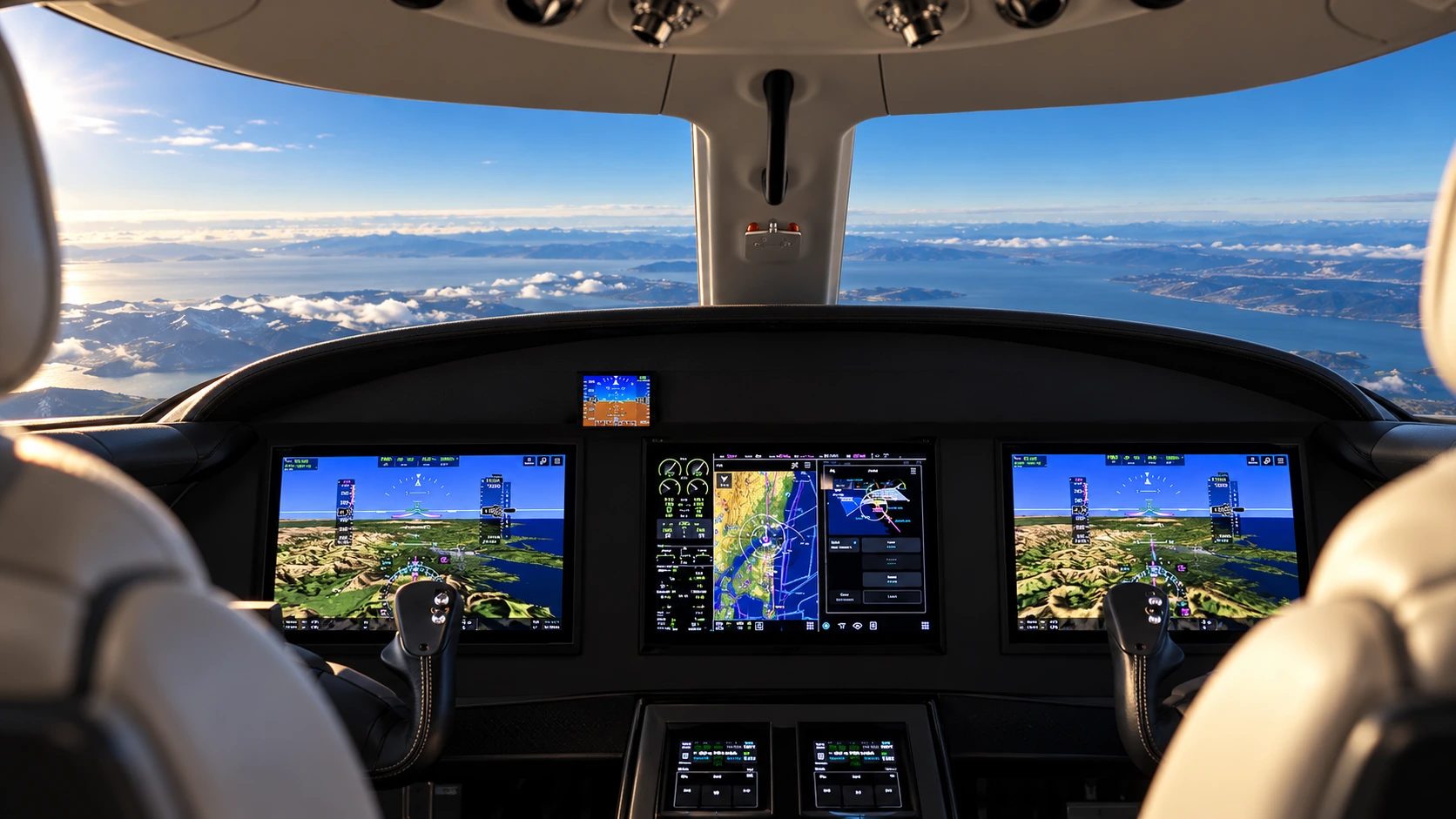 AI-generated illustration of the Citation CJ4 Gen3 Garmin G3000 PRIME cockpit