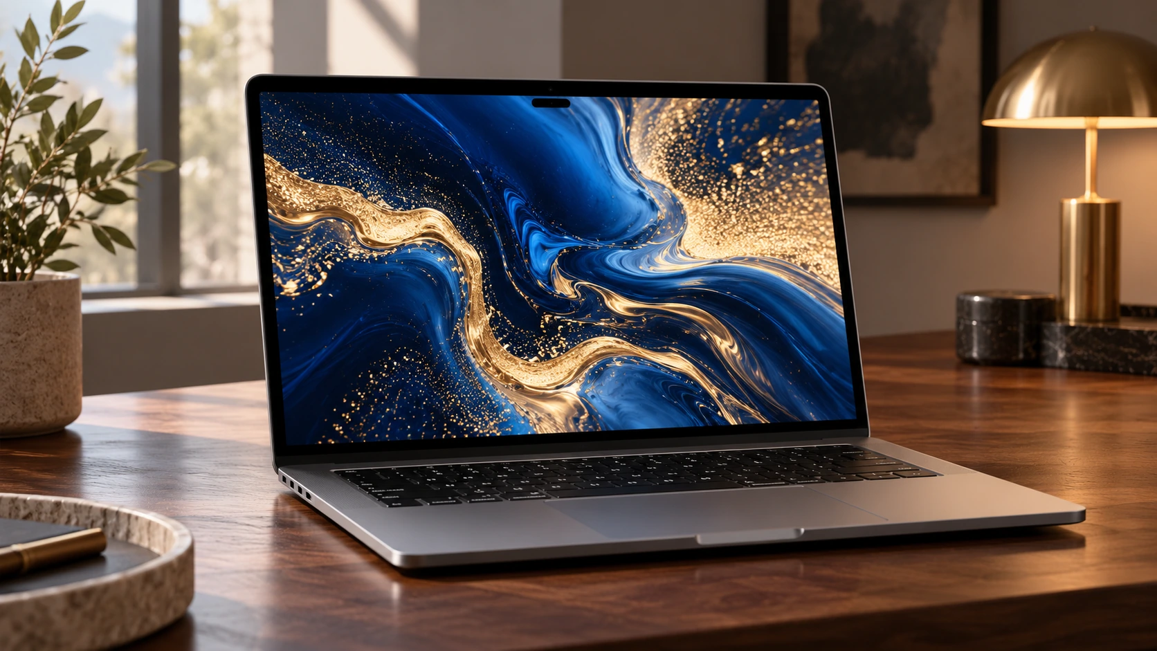 AI-generated illustration of the 2026 MacBook Pro with PROLED XDR on a desk