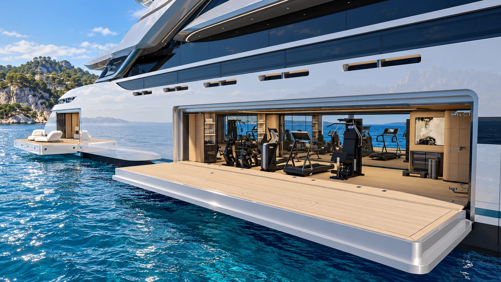 AI-generated interpretation of the ISA Poseidon fold-down wellness terrace